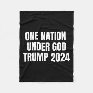Nation Under God Trump 2024 God American Flag Jesu Fleece Blanket