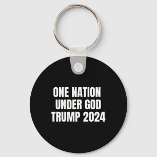 Nation Under God Trump 2024 God American Flag Jesu Key Ring