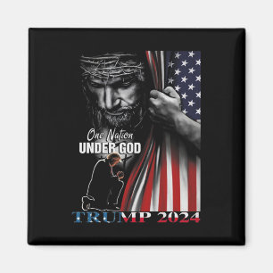 Nation Under God Trump 2024 God American Flag Magnet