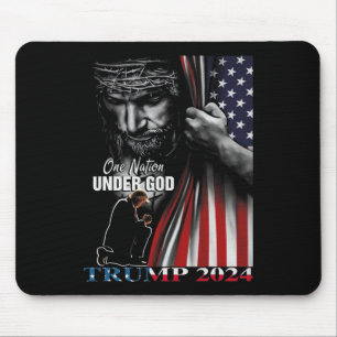 Nation Under God Trump 2024 God American Flag Mouse Pad