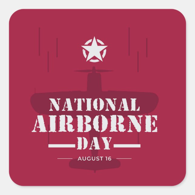 National Airborne Day Square Sticker (Front)