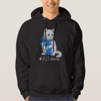 National ALS Awareness Month Blue Ribbon Cute Cat