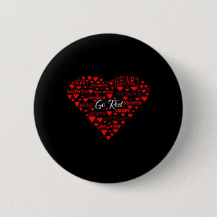 National American Heart Disease Month Go Red Men W 6 Cm Round Badge