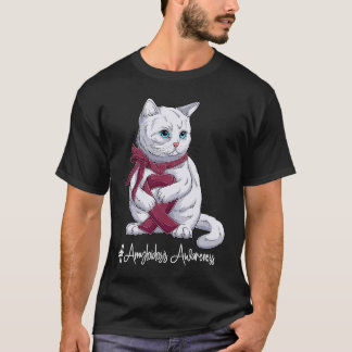 National Amyloidosis Awareness Month Burgundy Ribb T-Shirt