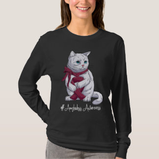 National Amyloidosis Awareness Month Burgundy Ribb T-Shirt