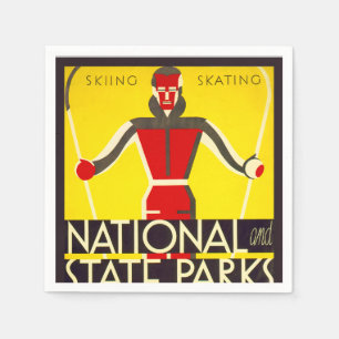 National and state parks, skiing - Dorothy Waugh Napkin