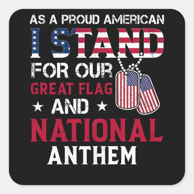 National Anthem - USA Flag Design Square Sticker (Front)