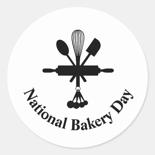 National Bakery Day Stickers with Utensils Icon (Front)