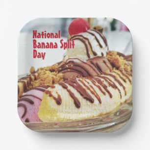 National Banana Split Day Paper Plate