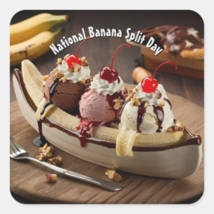 National Banana Split Day Square Sticker