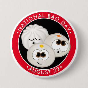 National Bao Day, cute kawaii dumplings 7.5 Cm Round Badge