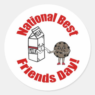 National Best Friends Day Milk and Cookies Classic Round Sticker