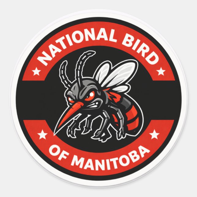 National Bird of Manitoba Funny Winnipeg Mosquito  Classic Round Sticker (Front)