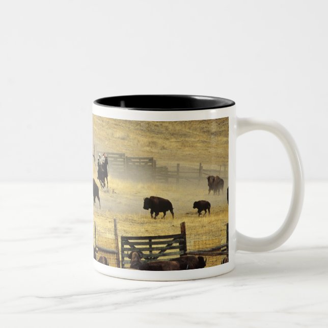 National Bison Range Roundup in Montana Two-Tone Coffee Mug (Right)