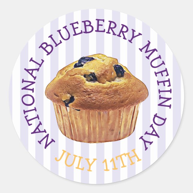 National Blueberry Muffin Day July Magnet Classic Round Sticker (Front)