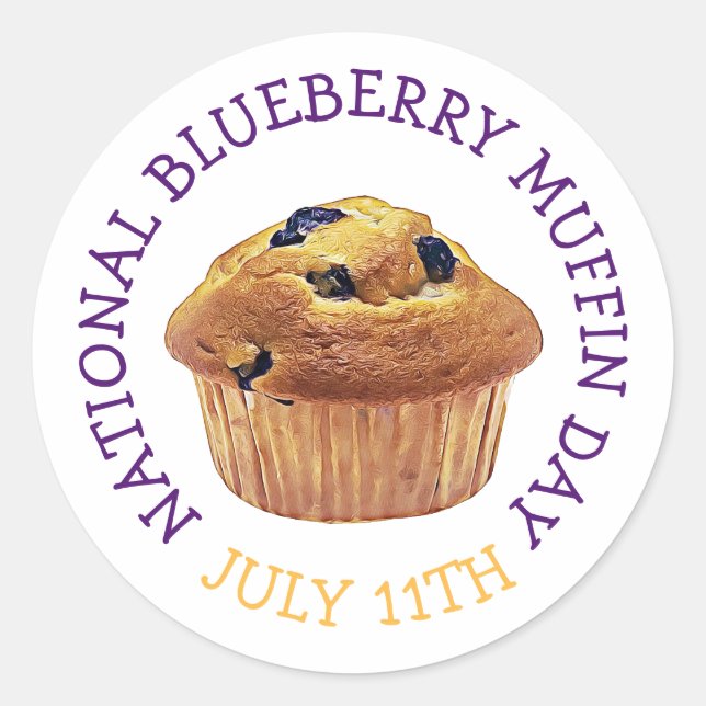 National Blueberry Muffin Day July Magnet Classic Round Sticker (Front)