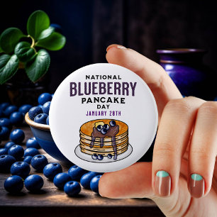 National Blueberry Pancakes Day January 28th 6 Cm Round Badge
