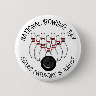 National Bowling Day 6 Cm Round Badge