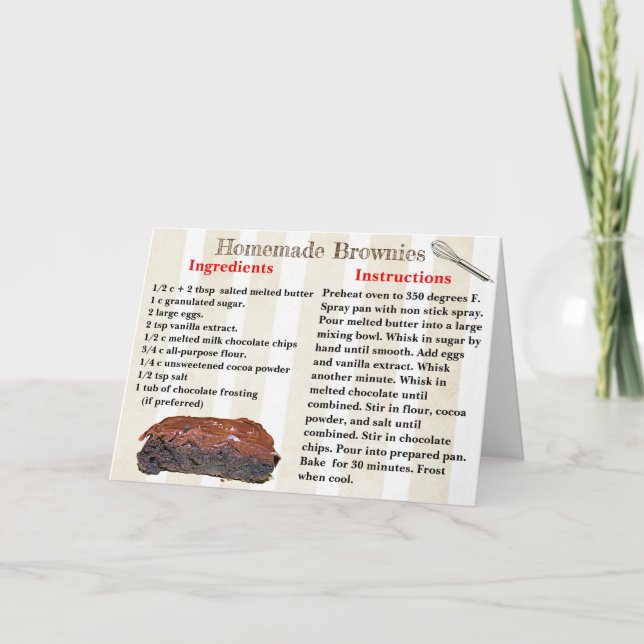 National Brownie Day December 8th Recipe Card (Front)