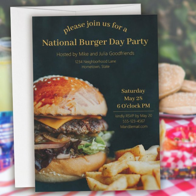 National Burger Day Party  Invitation (National Burger Day Party Invitation)