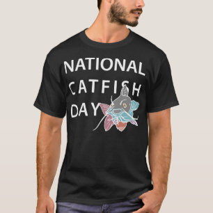 National Catfish Day Colourful Catfish for Dark Te T-Shirt