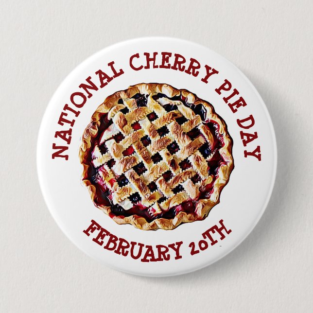 National Cherry Pie Day February 20th Button (Front)