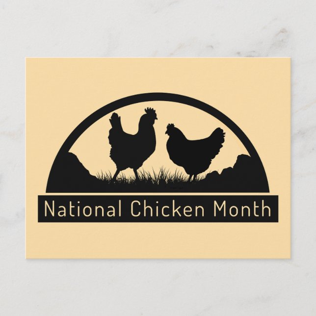 National Chicken Month, rooster and hen Postcard (Front)