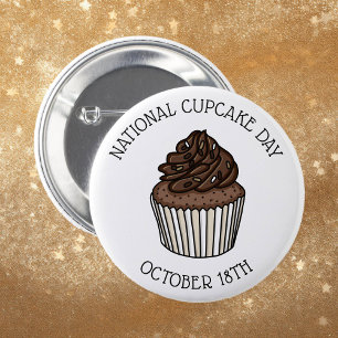National Chocolate Cupcake Day   October 18th 6 Cm Round Badge