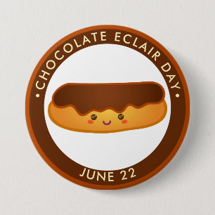 National Chocolate Eclair Day, kawaii eclair 7.5 Cm Round Badge