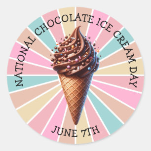 National Chocolate Ice Cream Day Classic Round Sticker