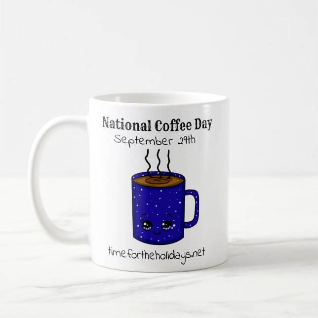 National Coffee Day September 29 | Funny Holiday M Coffee Mug (Left)