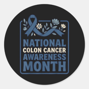 National Colon Cancer Awareness Month Blue Ribbon Classic Round Sticker