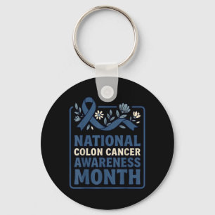 National Colon Cancer Awareness Month Blue Ribbon Key Ring