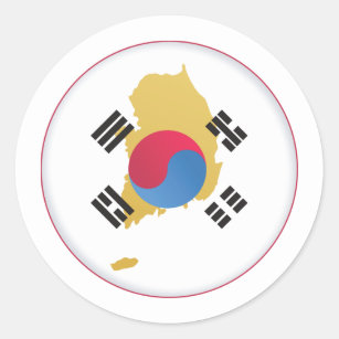 National Colours Of South Korea Classic Round Sticker