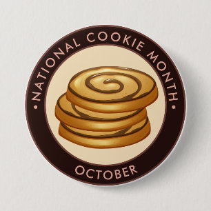 National Cookie Month, vanilla chocolate swirl 7.5 Cm Round Badge