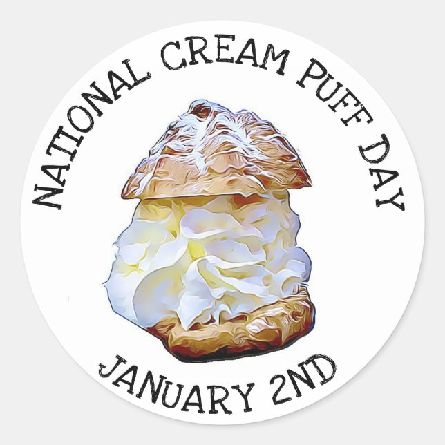 National Cream Puff Day January 2nd Stickers (Front)