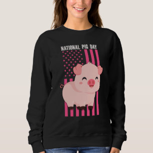 National cute Pig Day American Flag Pink for Girls Sweatshirt