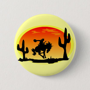 National Day of the Cowboy Bronco Silhouette 6 Cm Round Badge