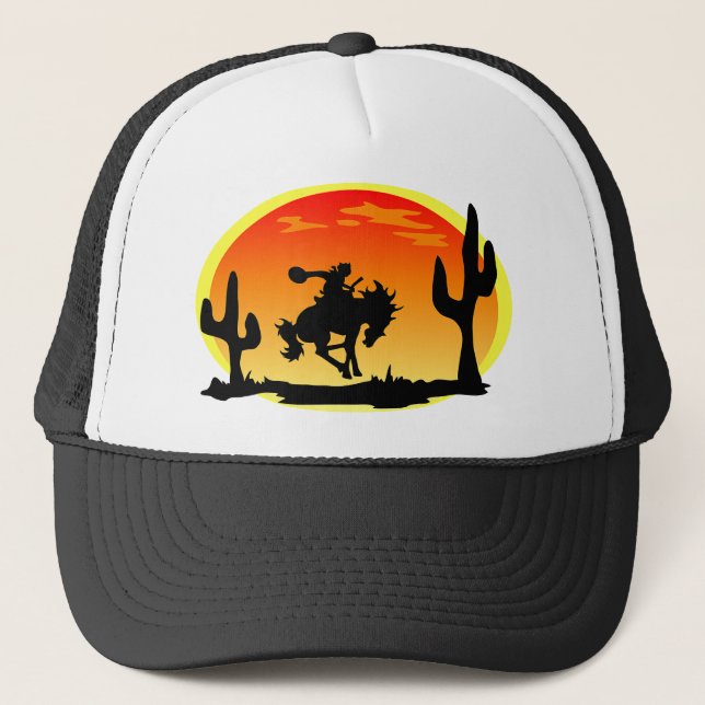 National Day of the Cowboy Bronco Silhouette Trucker Hat (Front)