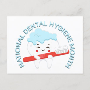 National Dental Hygiene Month Happy Tooth Postcard