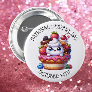 National Dessert Day October 14th 6 Cm Round Badge