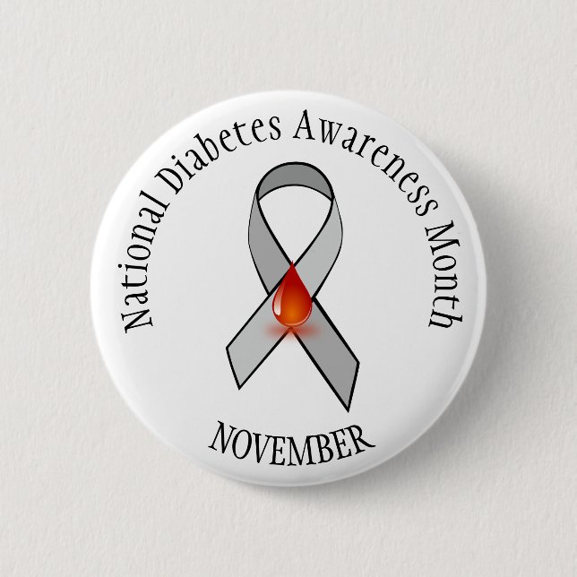 National Diabetes Month November Awareness Button (Front)