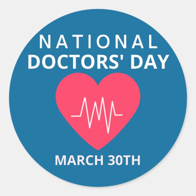 National Doctors' Day Classic Round Sticker (Front)
