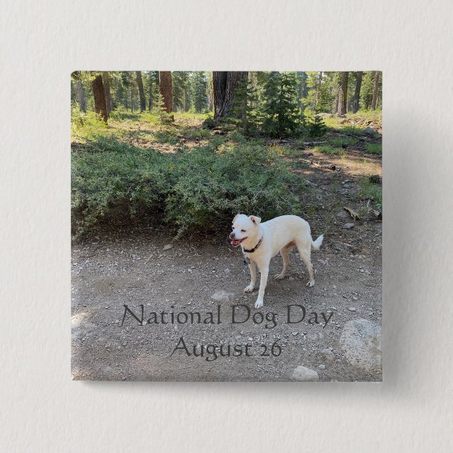 National Dog Day August 26 15 Cm Square Badge (Front)