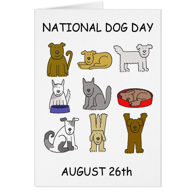 National Dog Day August 26th Cartoon Dogs (Front)