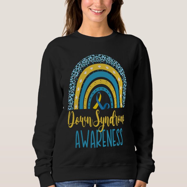 National Down Syndrome Awareness Month Retro Rainb Sweatshirt (Front)