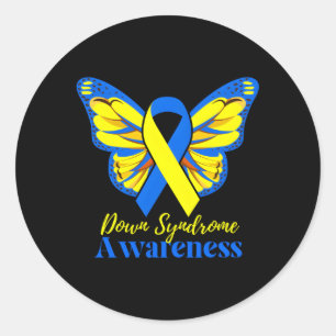 National Down Syndrome Day Awareness Butterfly Mum Classic Round Sticker