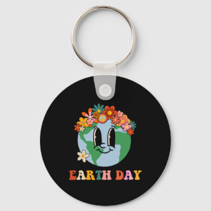 National Earth Day April 22 Cute Earth Floral Peac Key Ring