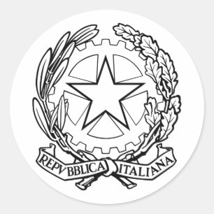 National Emblem of Italy - black outline Classic Round Sticker