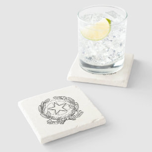 National Emblem of Italy - black outline Stone Coaster